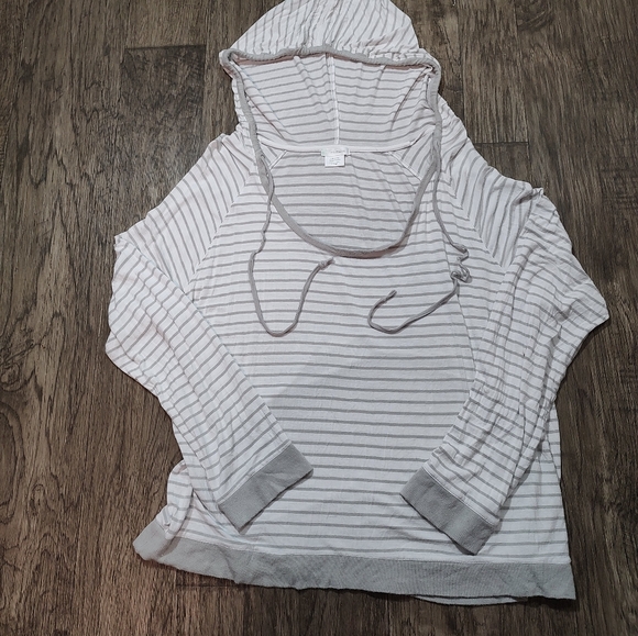 Shimera Gray and White Striped Hooded Top Size XL - Picture 7 of 9